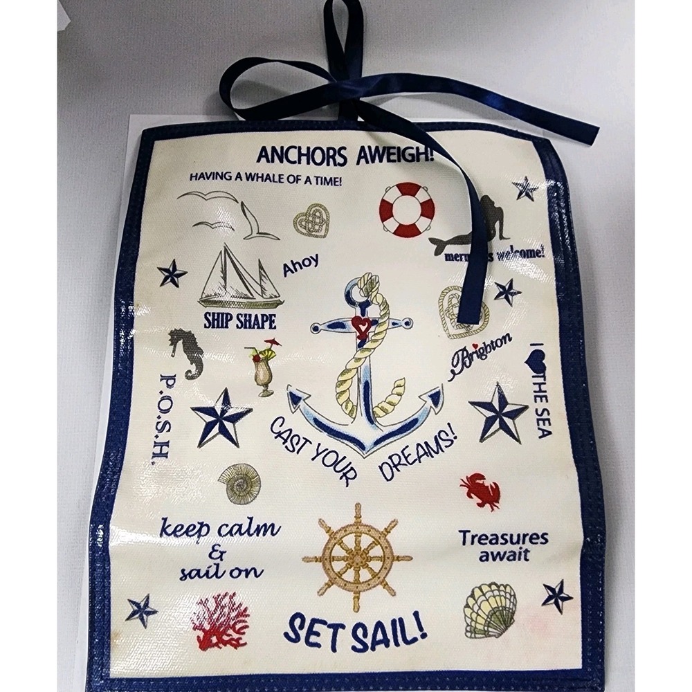 Brighton Nautical Travel Jewelry Roll Blue Velvet Lined Zippered Compartments